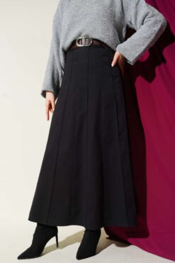 Fringe Belted Skirt Black