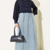 Elastic Waist Denim Skirt Blue en gros skirt view 2 - Hicabistan usine Turquie