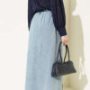 Elastic Waist Denim Skirt Blue en gros skirt view 3 - Hicabistan usine Turquie