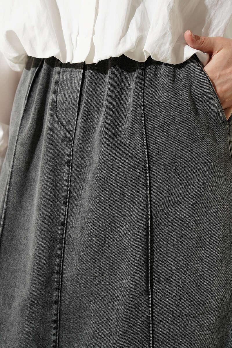 Elastic Waist Denim Skirt wholesale skirt view 4 - Hicabistan Turkey factory
