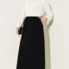 Elastic Waist Denim Skirt Black all'ingrosso skirt view 2 - Hicabistan fabbrica Turchia