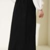 Elastic Waist Denim Skirt Black all'ingrosso skirt view 3 - Hicabistan fabbrica Turchia