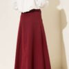 Basic Skirt with Belt Burgundy wholesale skirt view 3 - Hicabistan Turkey factory