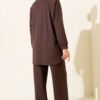 Oval Loysha Two-Piece Set Brown Großhandel clothing set view 3 - Hicabistan Türkei Fabrik