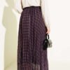 Striped Elastic Waist Chiffon Skirt Plum wholesale skirt view 3 - Hicabistan Turkey factory