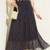 Striped Elastic Waist Chiffon Skirt Black en gros skirt - Hicabistan usine Turquie