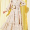 Striped Tiered Dress Beige
