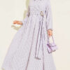 Striped Buckled Side-Tied Dress Lilac