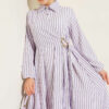 Striped Buckled Side-Tied Dress Lilac - Imagen 2
