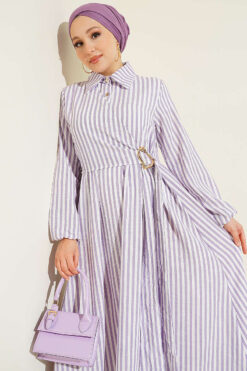 Alternative view of Striped Buckled Side-Tied Dress Lilac