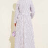 Striped Buckled Side-Tied Dress Lilac - Imagen 3