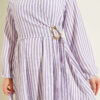 Striped Buckled Side-Tied Dress Lilac - Imagen 4