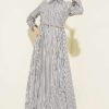 Striped Buckled Side-Tied Dress Black
