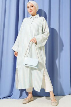Alternative view of Striped Side Slit Long Shirt