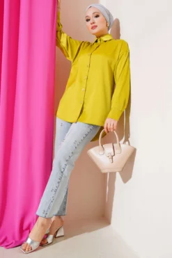 Alternative view of Low Shoulder Satin Shirt