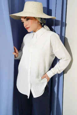 Low Shoulder Tree Bark Shirt Ecru