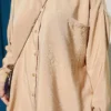 Low Shoulder Single Pocket Shirt Beige all'ingrosso shirt view 4 - Hicabistan fabbrica Turchia