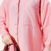 Low Shoulder Single Pocket Shirt Powder Pink groothandel shirt view 4 - Hicabistan Turkije fabriek