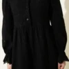 Buttoned Broderie Anklet Dress Black Großhandel dress view 4 - Hicabistan Türkei Fabrik
