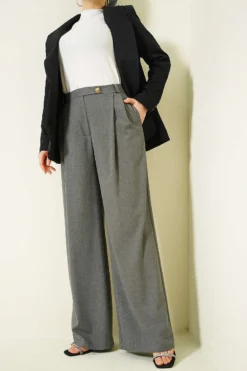 Alternative view of Buttoned Wide Leg Fabric Trousers