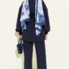 Buttoned Sleeve Pleated Two-Piece Set Navy Blue بالجملة clothing set view 3 - Hicabistan مصنع تركيا