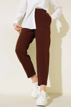 Alternative view of Button Pleated Trousers Brown