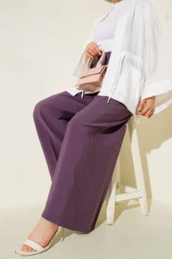 Buttoned Loose Pants Purple