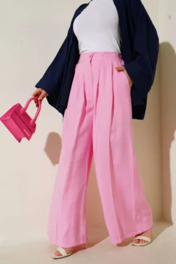 Buttoned Loose Pants Pink
