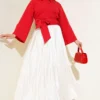 Buttoned Side Tied Short Shirt Red al por mayor shirt view 2 - Hicabistan fábrica Turquía