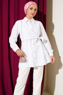 Alternative view of Buttoned Side Tied Shirt White