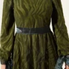 Wave Pattern Tulle Belt Evening Dress Khaki wholesale dress view 4 - Hicabistan Turkey factory