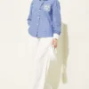 Lace Pocket Striped Shirt all'ingrosso shirt view 2 - Hicabistan fabbrica Turchia