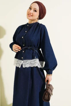 Alternative view of Jeans Set with Lace Details Navy Blue