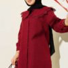 Lace Trimmed Sailor Collar Shirt Burgundy