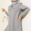 Lace Trimmed Sailor Collar Shirt Grey