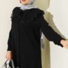 Lace Trimmed Sailor Collar Shirt Black