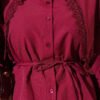 Lace Sailor Collar Short Poplin Shirt Burgundy بالجملة shirt view 4 - Hicabistan مصنع تركيا