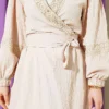Lace Front Tie Two-Piece Set Beige Großhandel clothing set view 4 - Hicabistan Türkei Fabrik