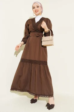 Lace Front Tie Two-Piece Set Brown