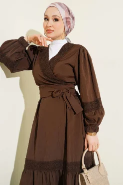 Alternative view of Lace Front Tie Two-Piece Set Brown