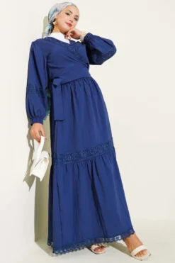 Alternative view of Lace Front Tie Two-Piece Set Navy Blue