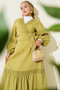 Lace Front Tie Two-Piece Set al por mayor clothing set view 2 - Hicabistan fábrica Turquía