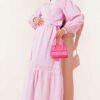 Lace Front Tie Two-Piece Set Pink groothandel clothing set view 2 - Hicabistan Turkije fabriek