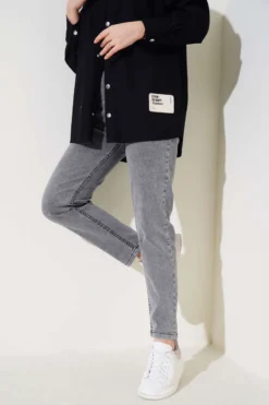 Alternative view of Slim Fit High-Waisted Denim Pants