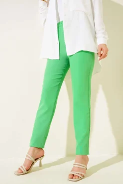 Alternative view of Slim-Fit Buttoned Pants Green