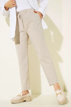 Alternative view of Slim Fit Striped Trousers Beige