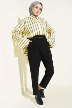 Alternative view of Slim Fit Tapered Fabric Trousers Black