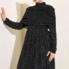 Draped Neck Glitter Evening Dress Black al por mayor dress view 2 - Hicabistan fábrica Turquía
