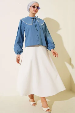 Alternative Ansicht von Nautical Collar Tied Short Shirt Indigo