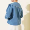 Nautical Collar Tied Short Shirt Indigo all'ingrosso shirt view 3 - Hicabistan fabbrica Turchia
